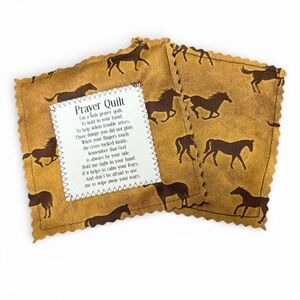 Handcrafted Prayer Quilt Set of 2 with Uplifting Prayer and Wooden Cross Inside